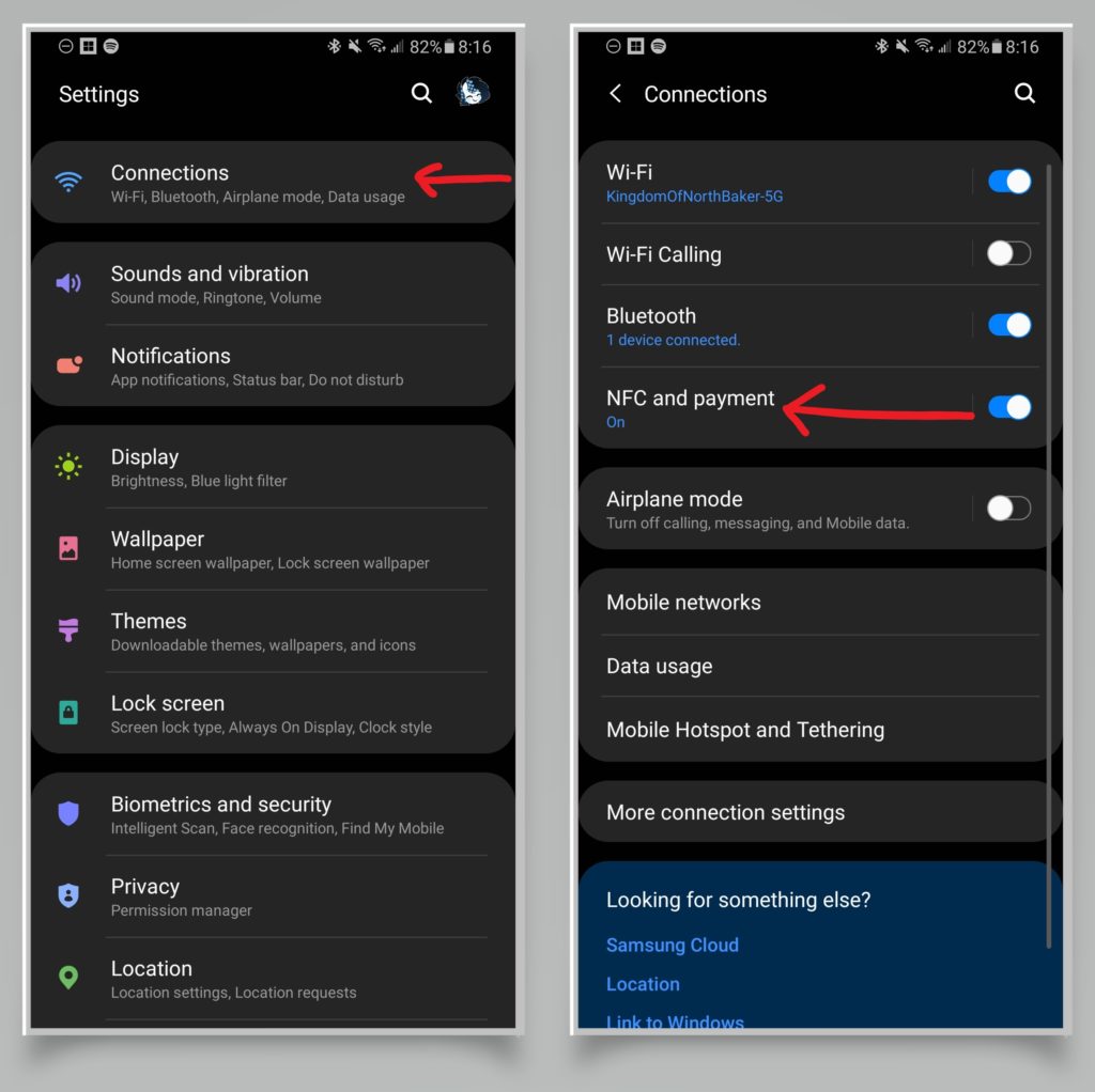 Where to find NFC and payment settings on Android