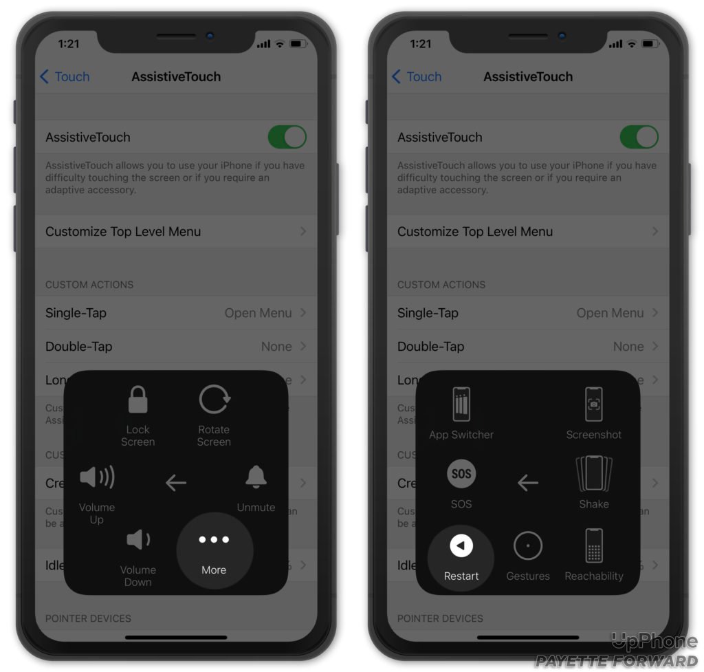 restart iphone using assistivetouch