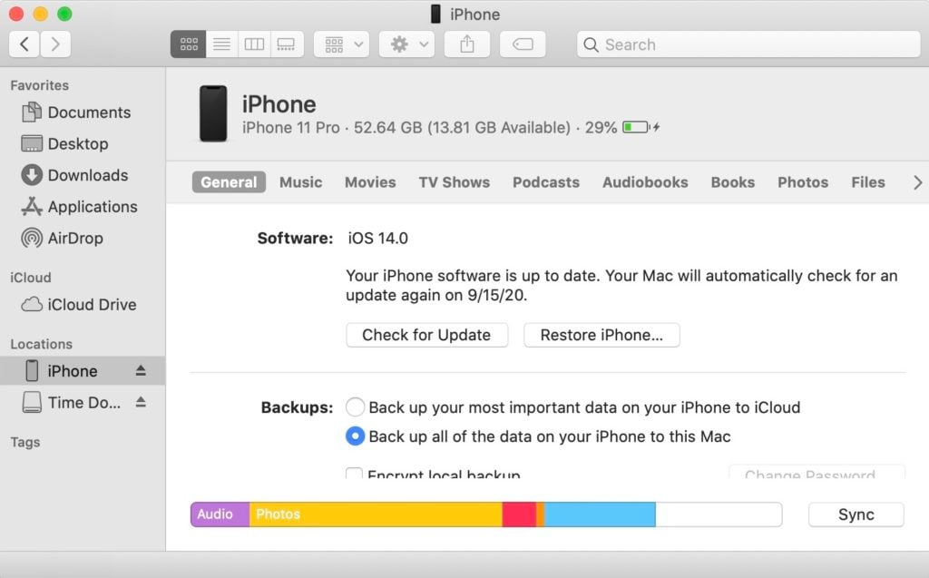 update iphone using finder