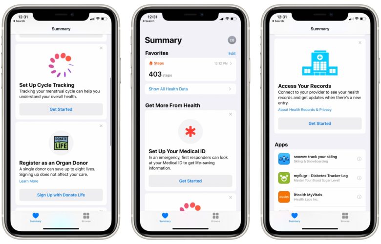 Health App Summary Page on iPhone