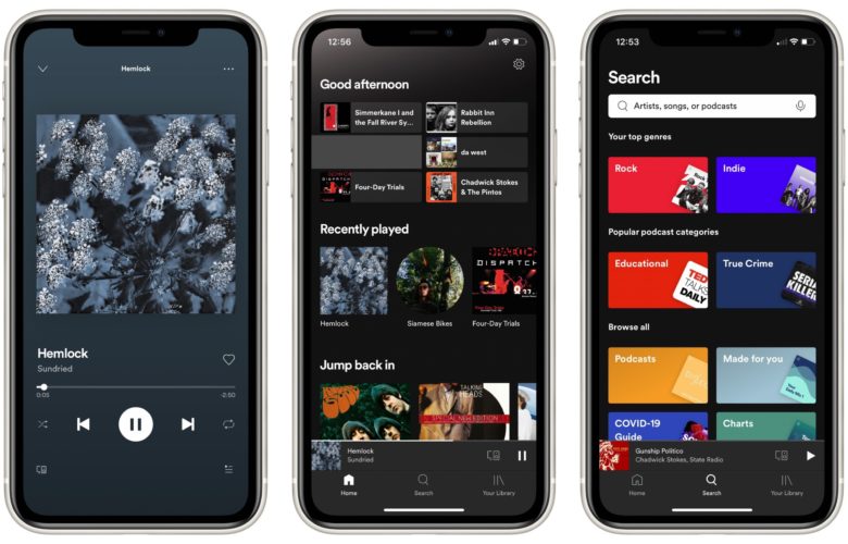 Spotify interface on iPhone