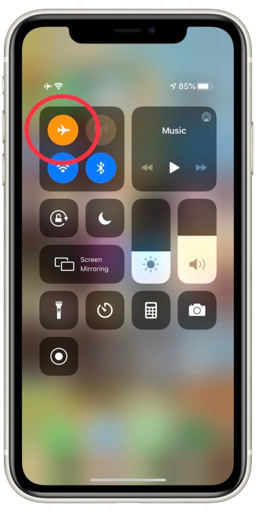 turn off AirPlane Mode in control center