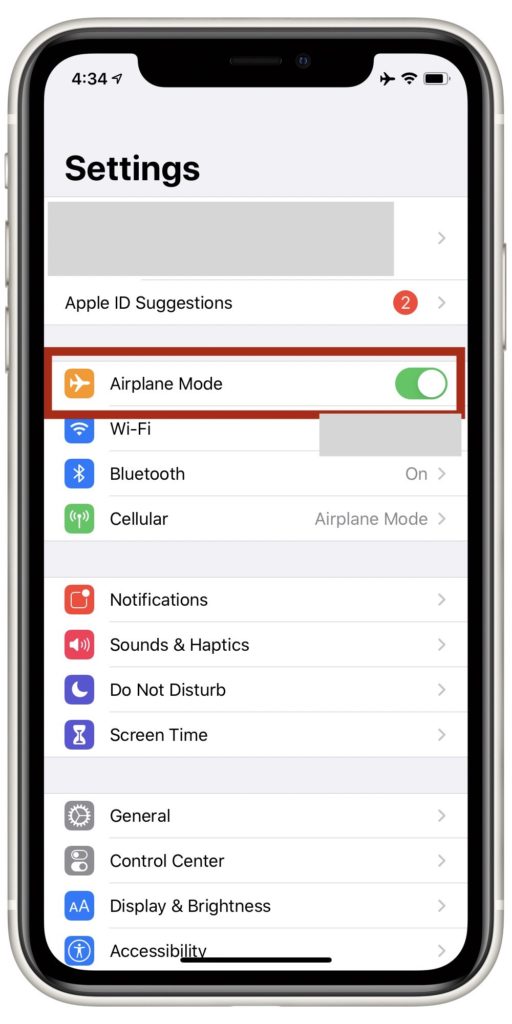 Turn off AirPlane mode in settings