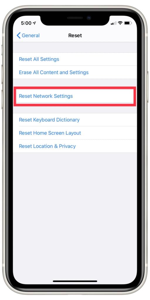 Reset Network Settings on iPhone