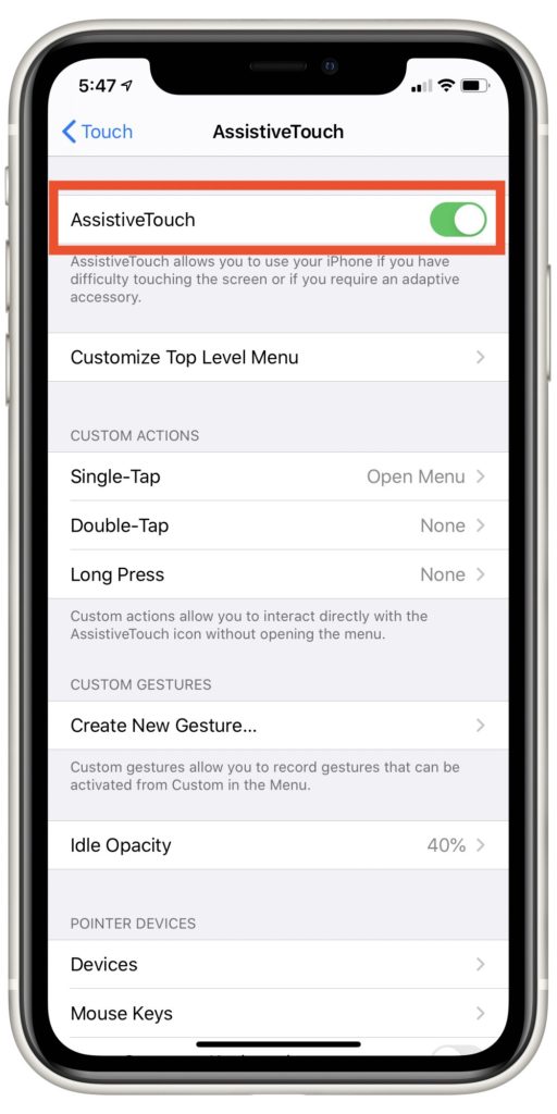 AssistiveTouch switch iPhone