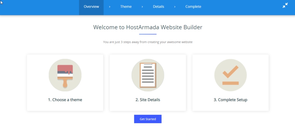 New Site on HostArmada Website Builder