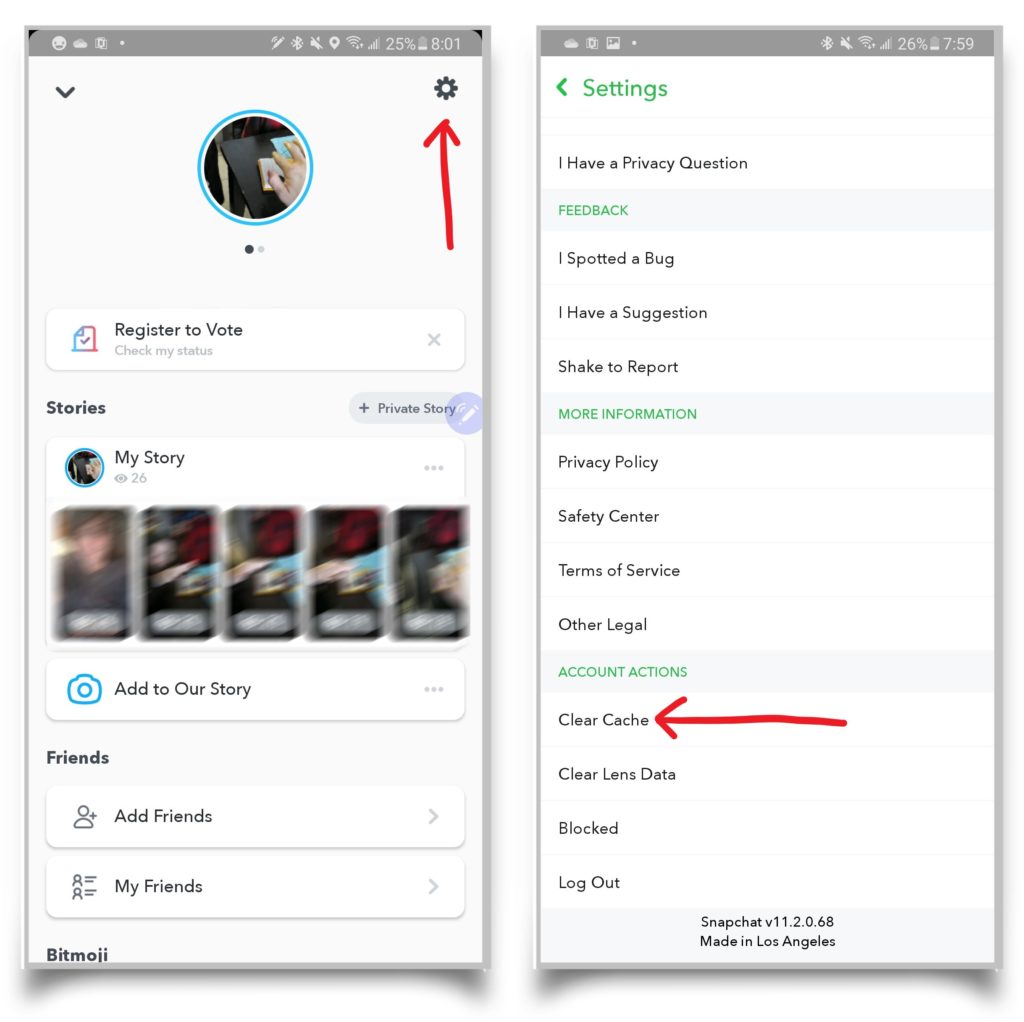 How to clear snapchat cache in the app