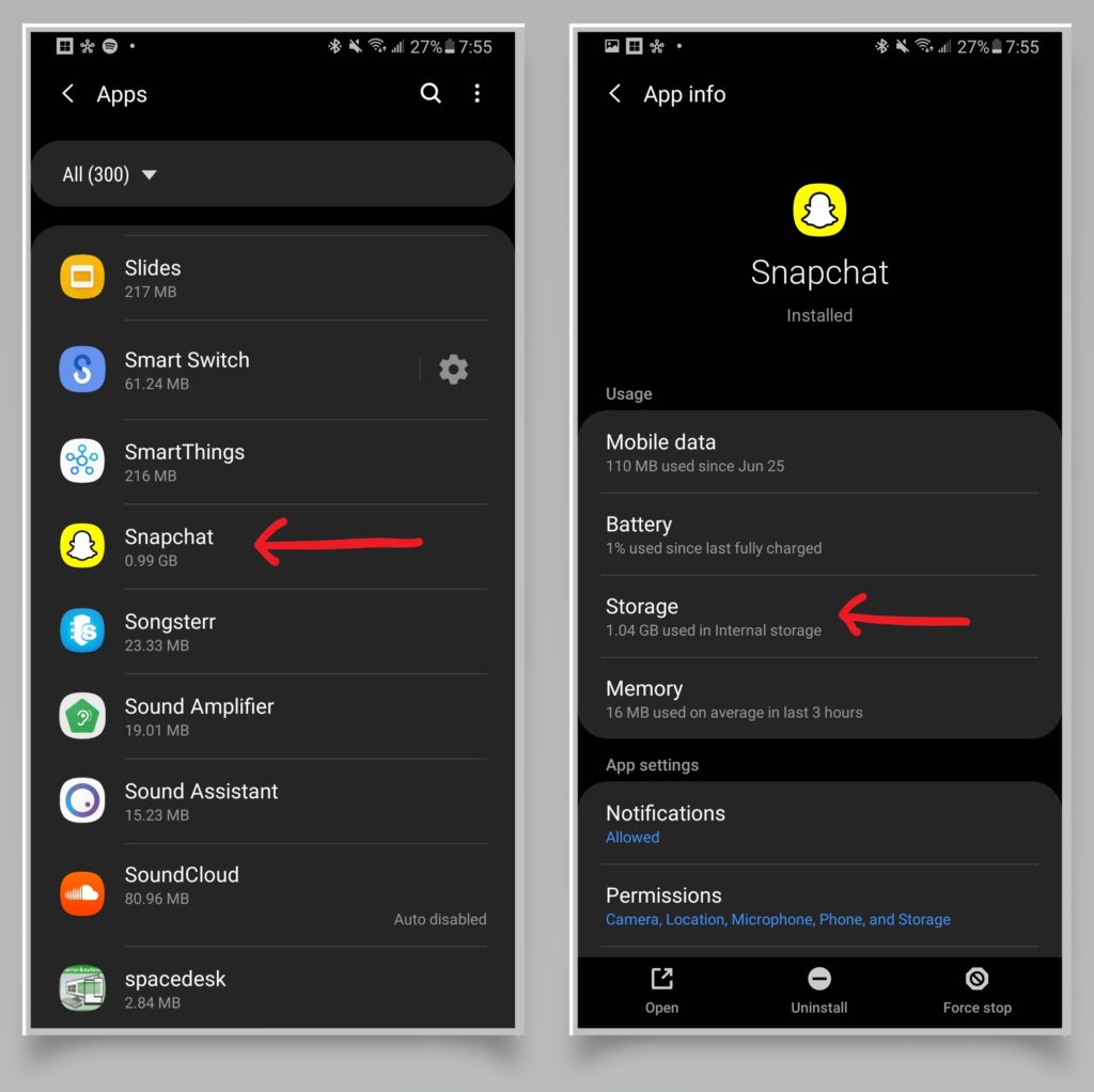 How to clear snapchat cache on Android