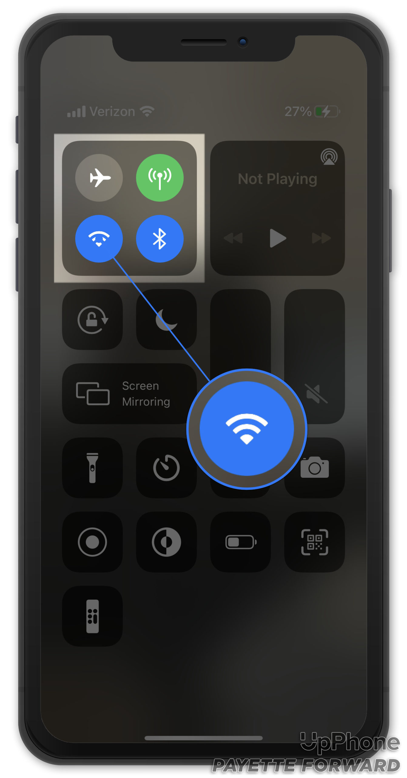 check wifi in control center