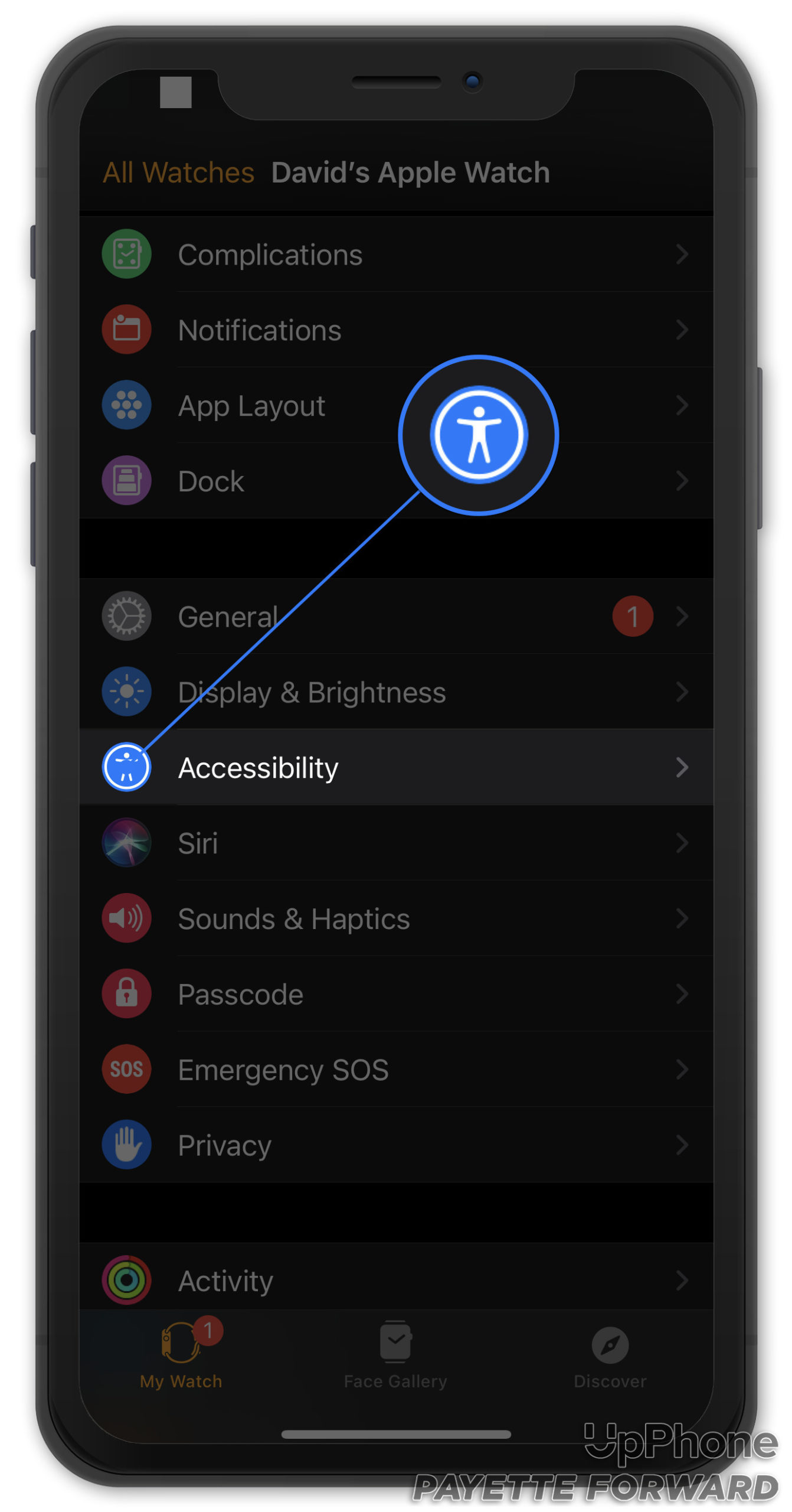 watch app accessibility settings