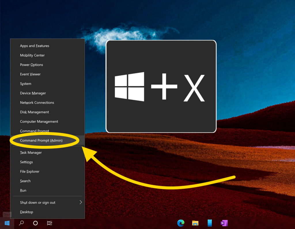 Open command Prompt as administrator windows power users menu