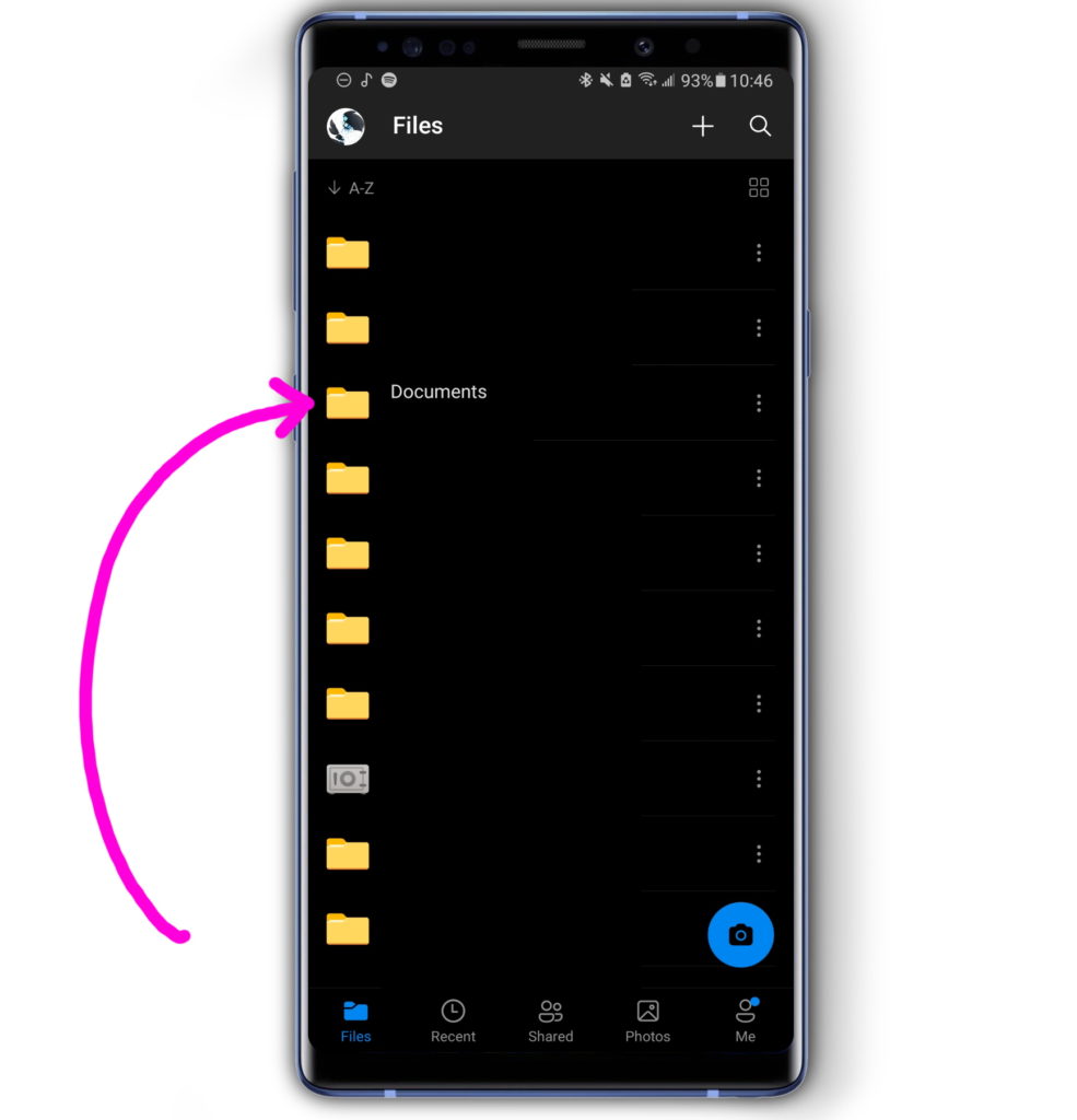 Tap Documents In OneDrive App