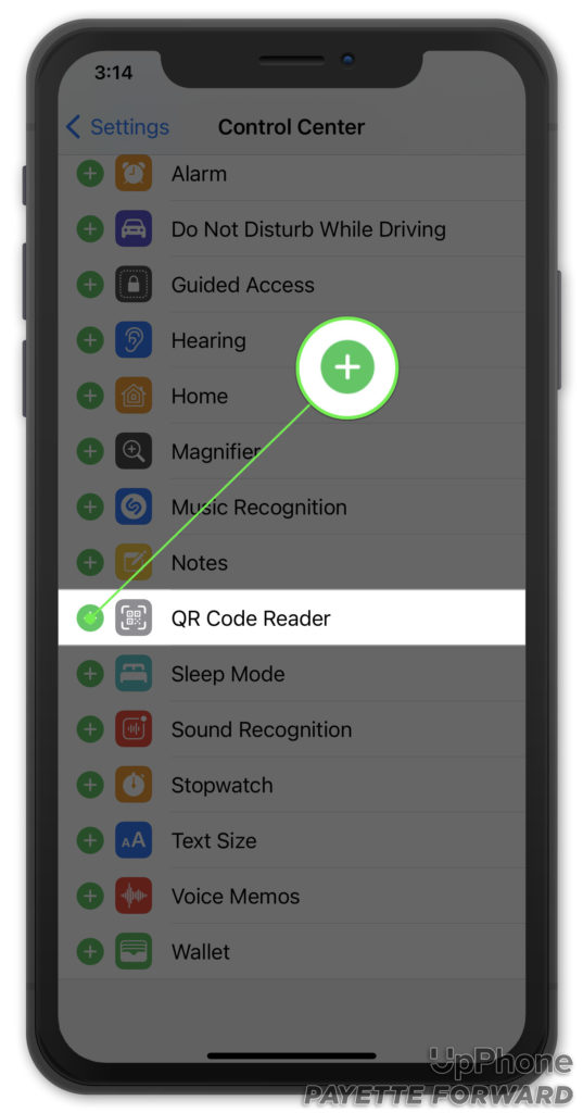 add qr code scanner to control center