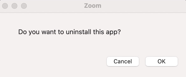 click ok to confirm zoom uninstall