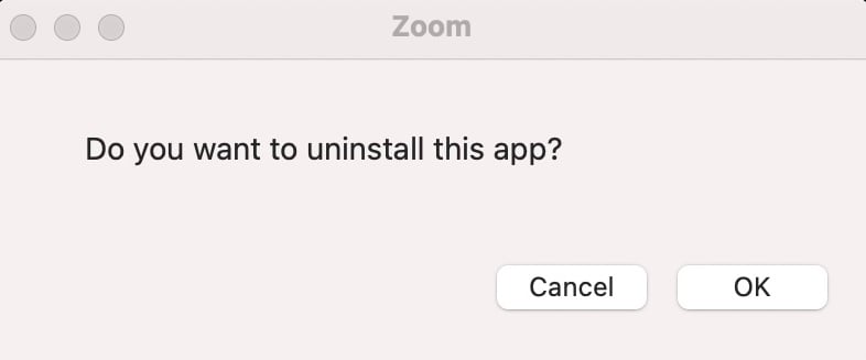 click ok to confirm zoom uninstall
