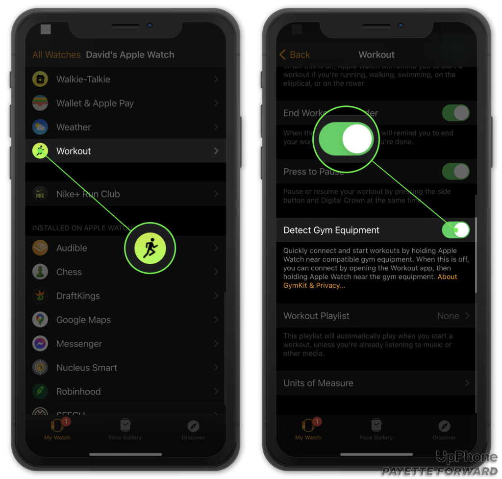 detect gym equipment on apple watch