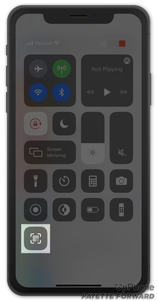 qr code scanner in control center