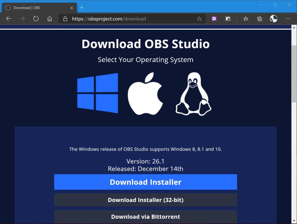 Download and install OBS