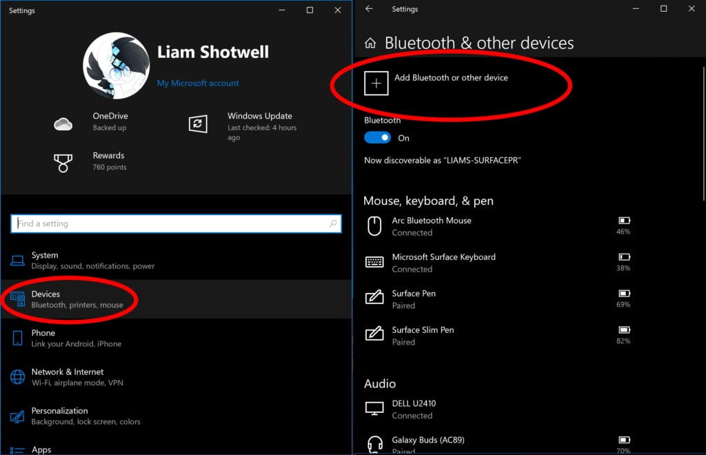 Find Bluetooth settings on your PC 