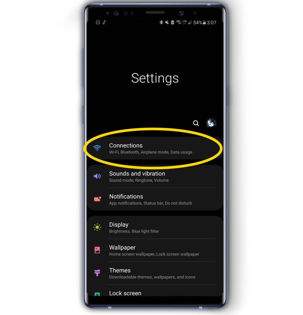 Open Network settings