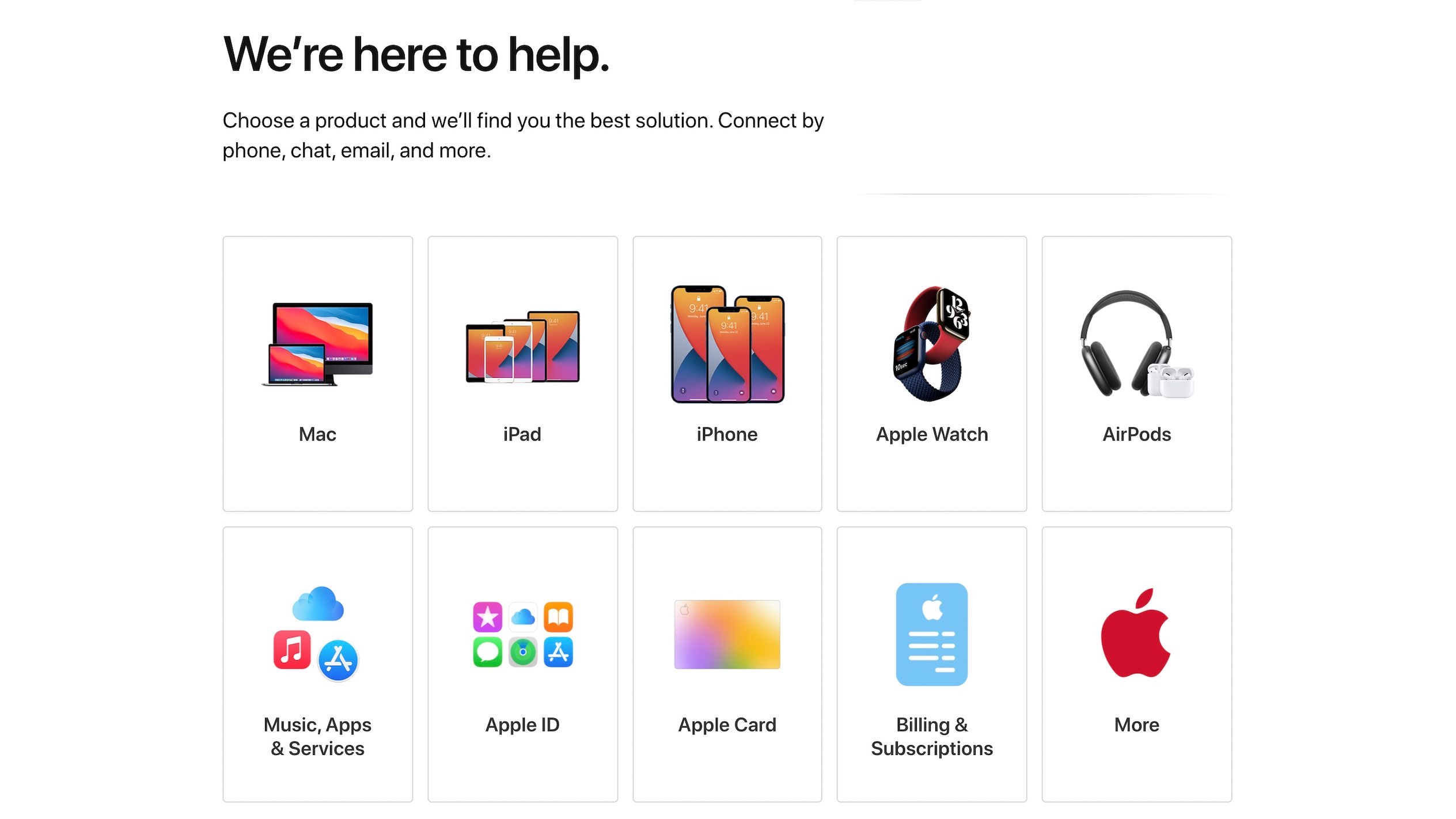 Apple Support website screenshot