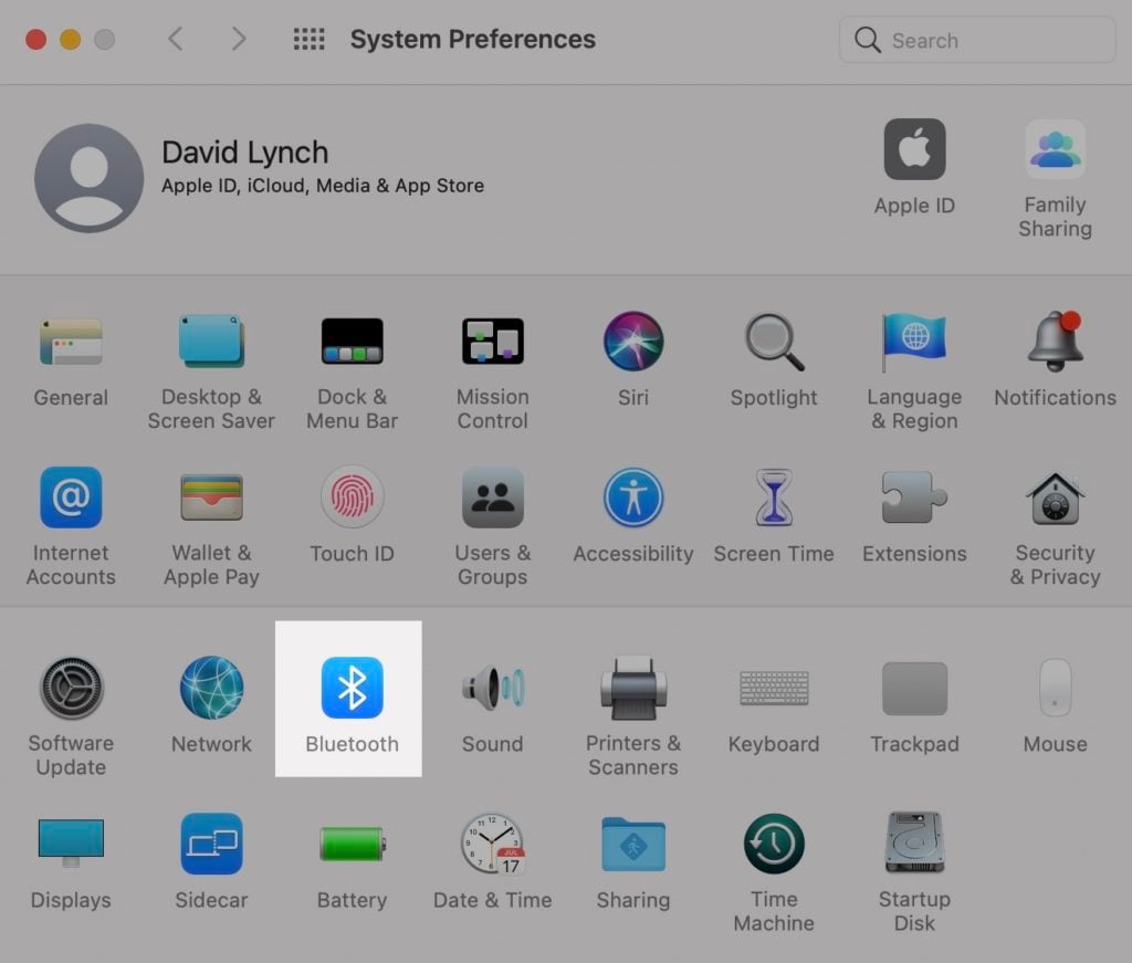 click bluetooth in mac system preferences