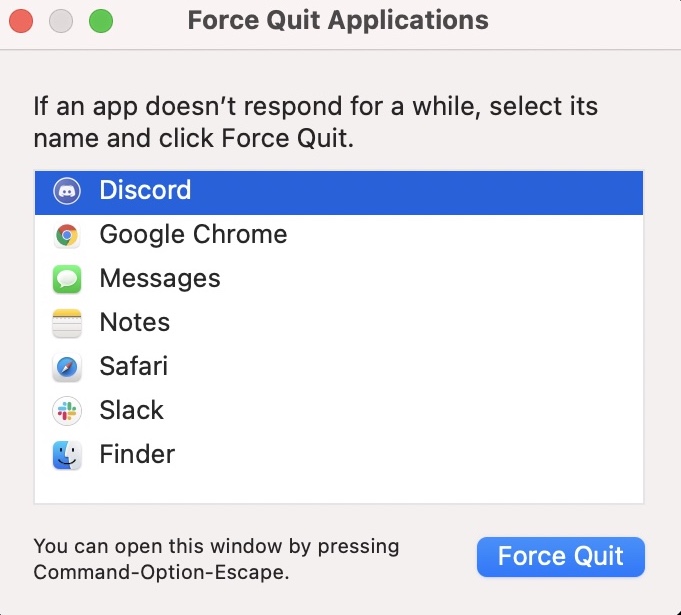 force quit discord on mac