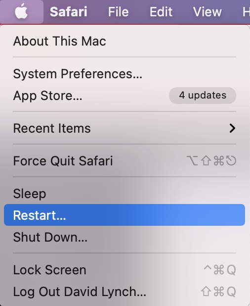 restart mac