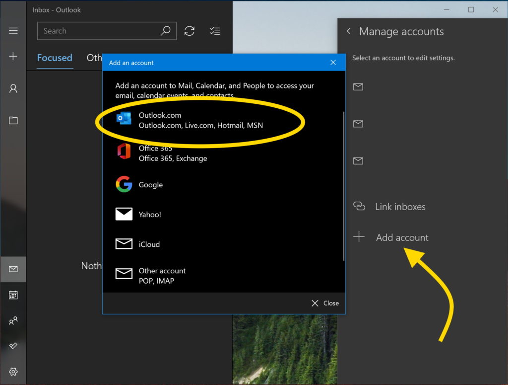 Add New Account Mail Windows 10