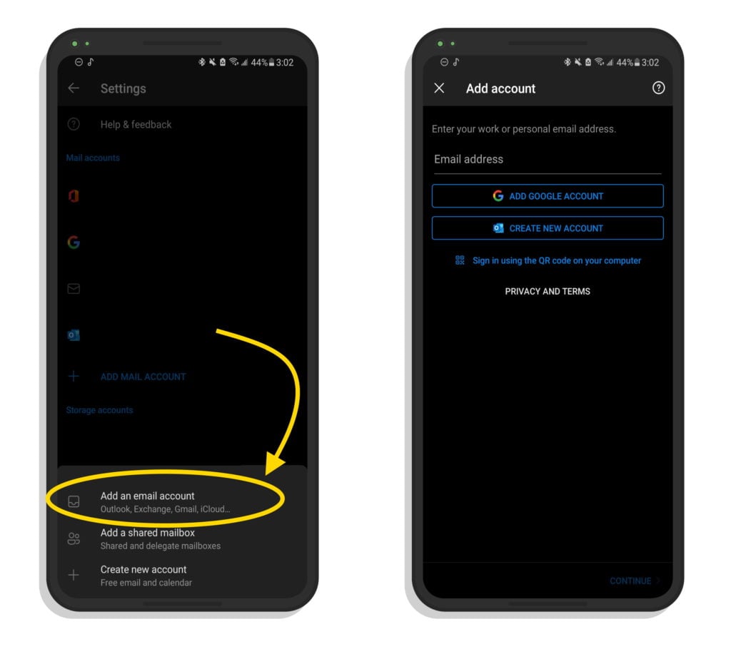 Add New Outlook Account Android iOS