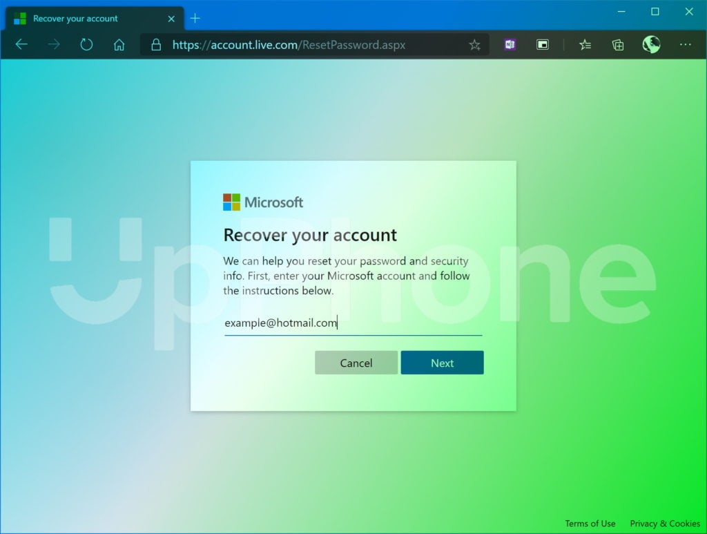 Recover hotmail Account