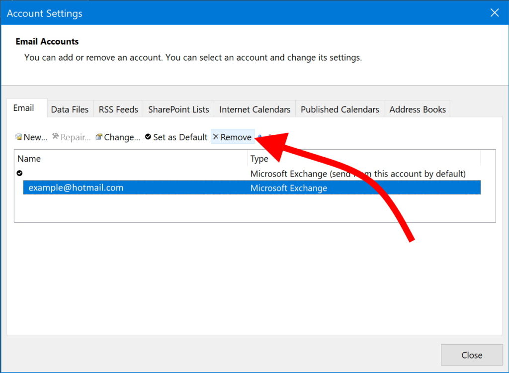 Remove Account Outlook