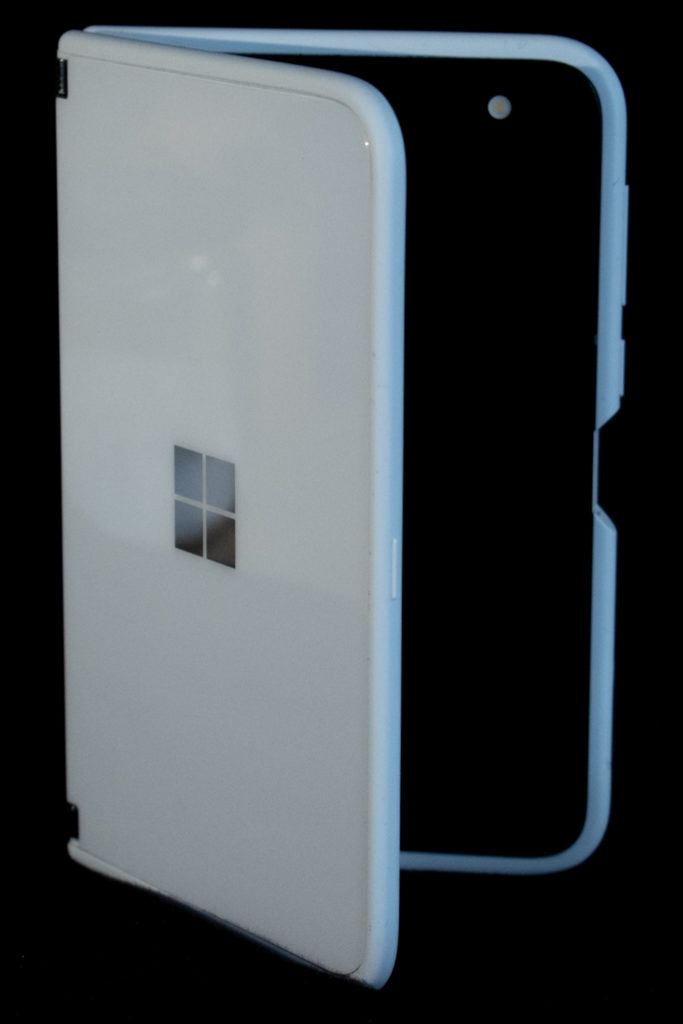 A photo of the dual-screen Surface Duo