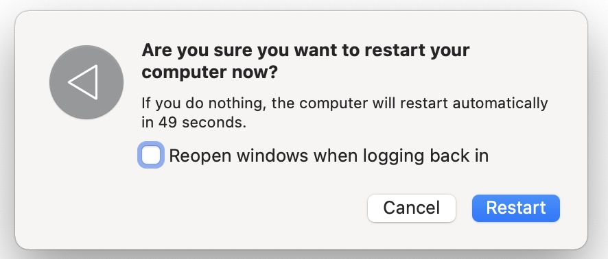 confirm restart