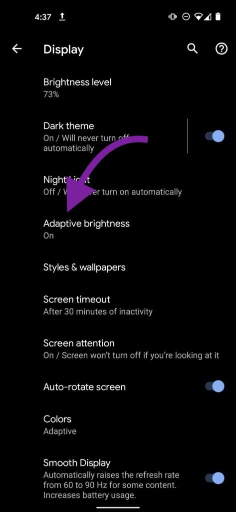 Tap Adaptive Brightness