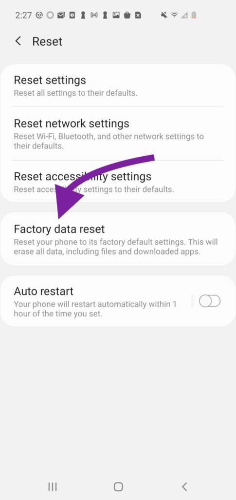 Factory Data Reset 1