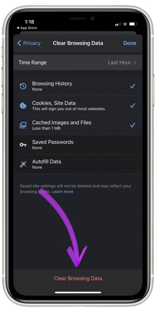 Select Data and Clear it in Chrome