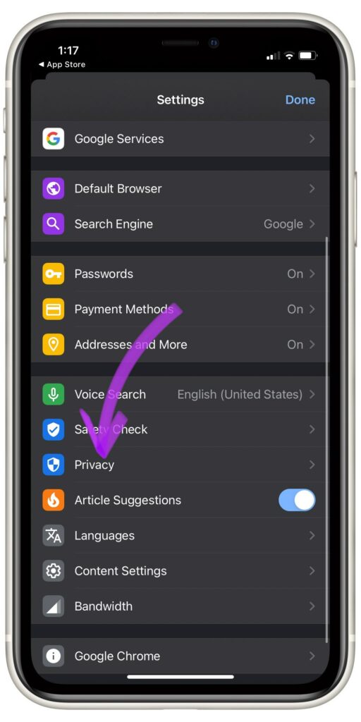 Tap Privacy in Chrome