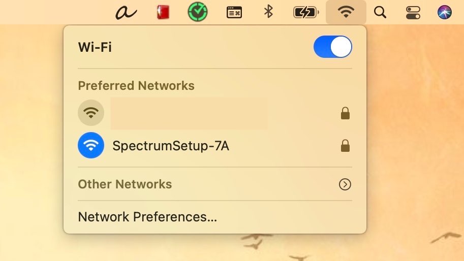 Wi-Fi tab on Mac