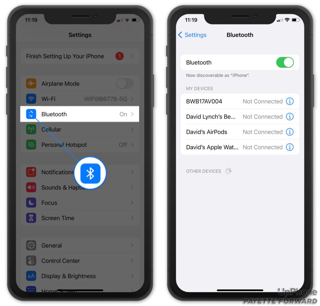 check connected bluetooth devices on iphone