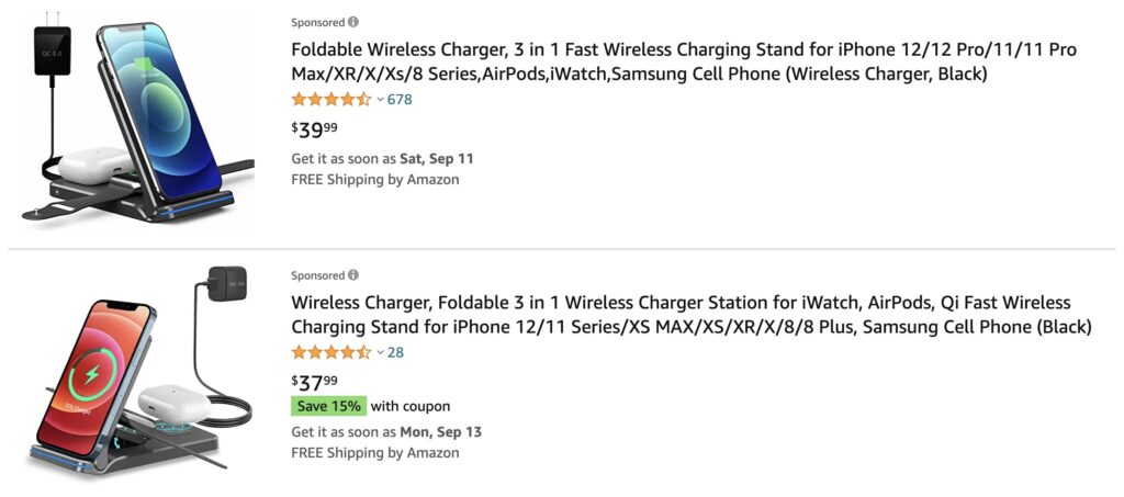 Wireless Charging Stations on Amazon
