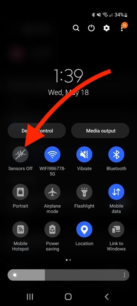 android sensors off in quick settings menu