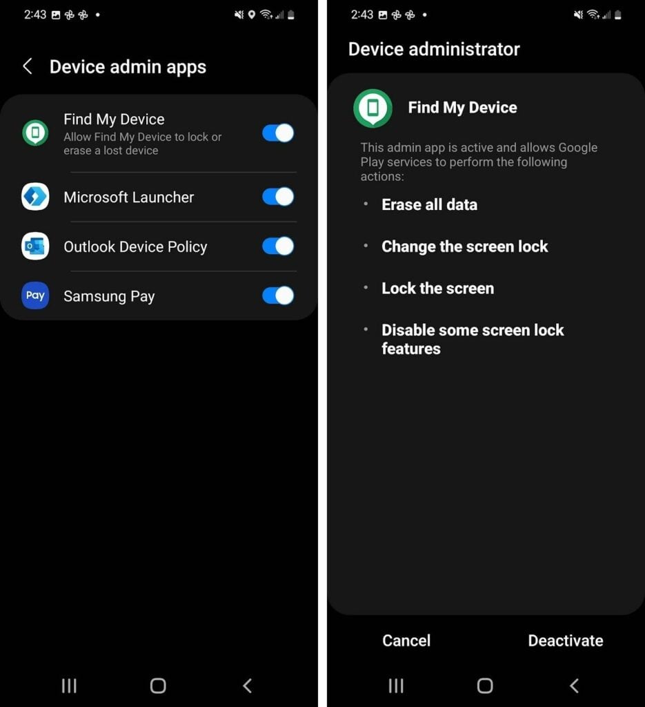apps with admin access on android