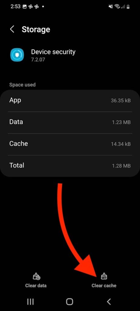 clear android device security cache